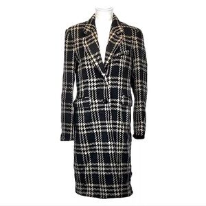 LOUBEN Virgin Wool Coat Tailored Lapel Collar Button Houndstooth Size 10 Vintage